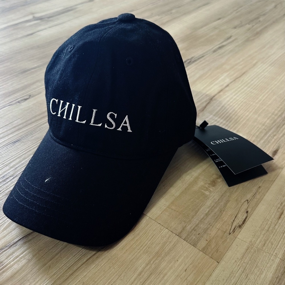 New Chillsa PM Ball Cap Hat Embroidered 5 panel in Black